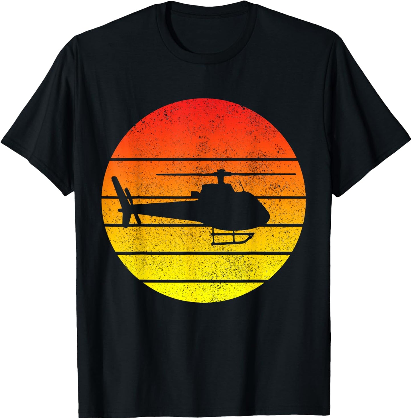 Helicopter Pilot Vintage Retro Aviation T-Shirt - T-Shirt | Black