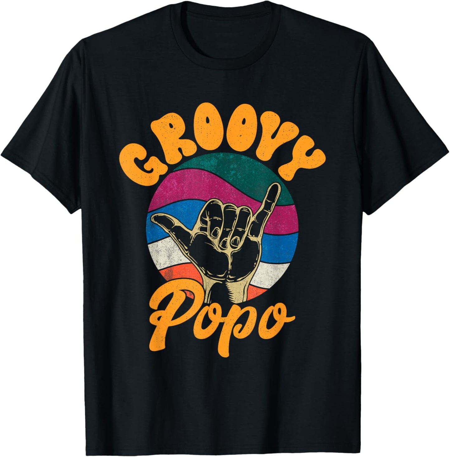 Vintage Father's Day Dad Grandpa Retro Groovy Popo Men T-Shirt - T-Shirt | Black