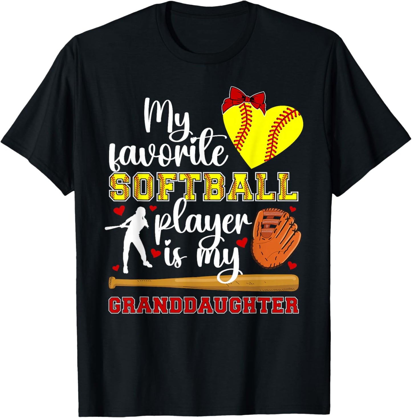 Softball Grandma Proud Softball Player Grandmother T-Shirt - T-Shirt | Black