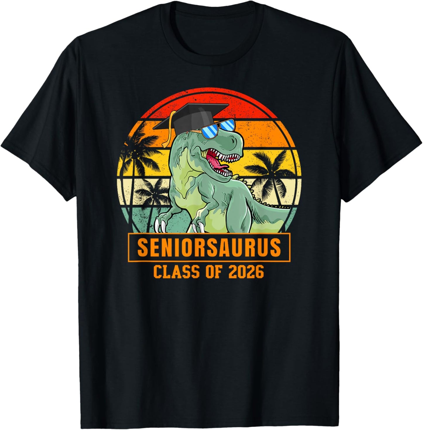 Class of 2026 Senior T Rex Funny Seniorsaurus Seniors 2026 T-Shirt - T-Shirt | Black