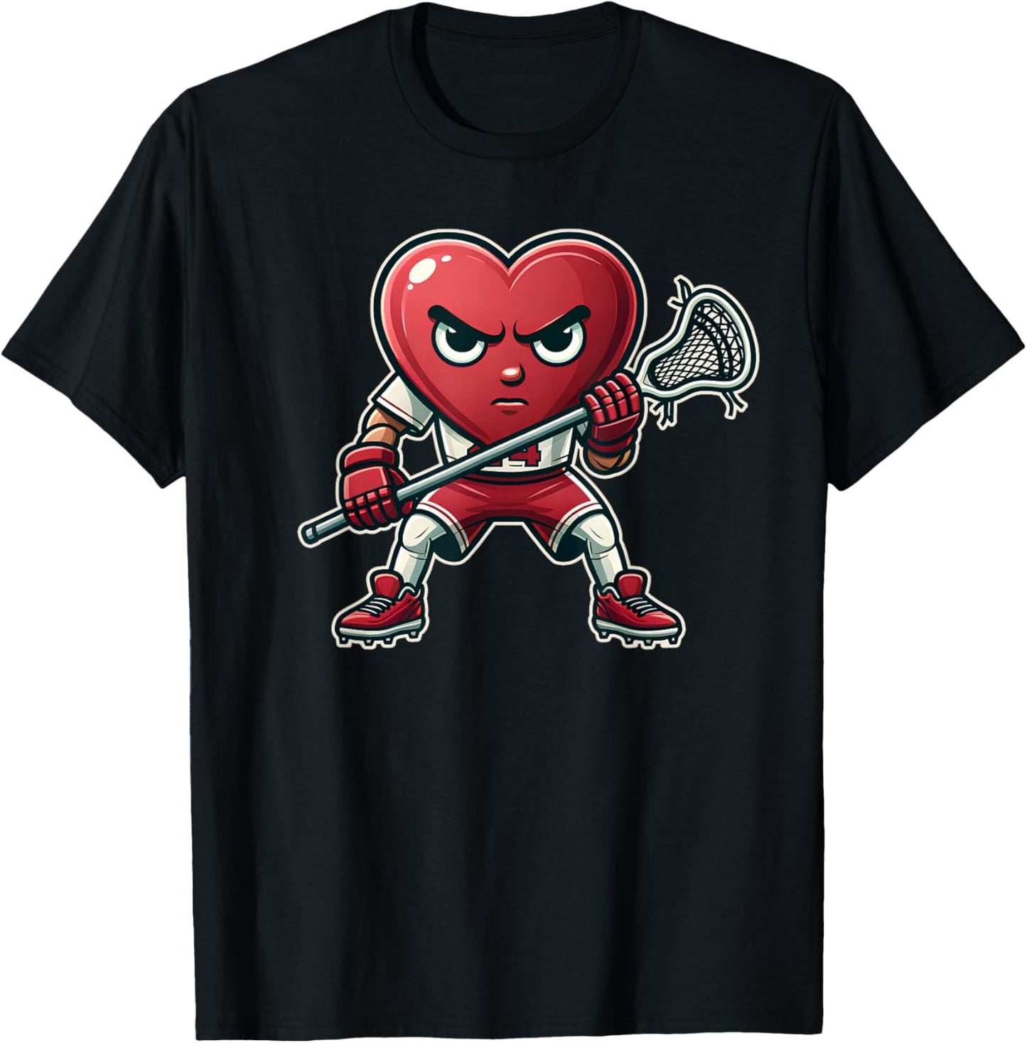 Valentine's Day Heart Lacrosse Team Player , Small T-Shirt - T-Shirt | Black