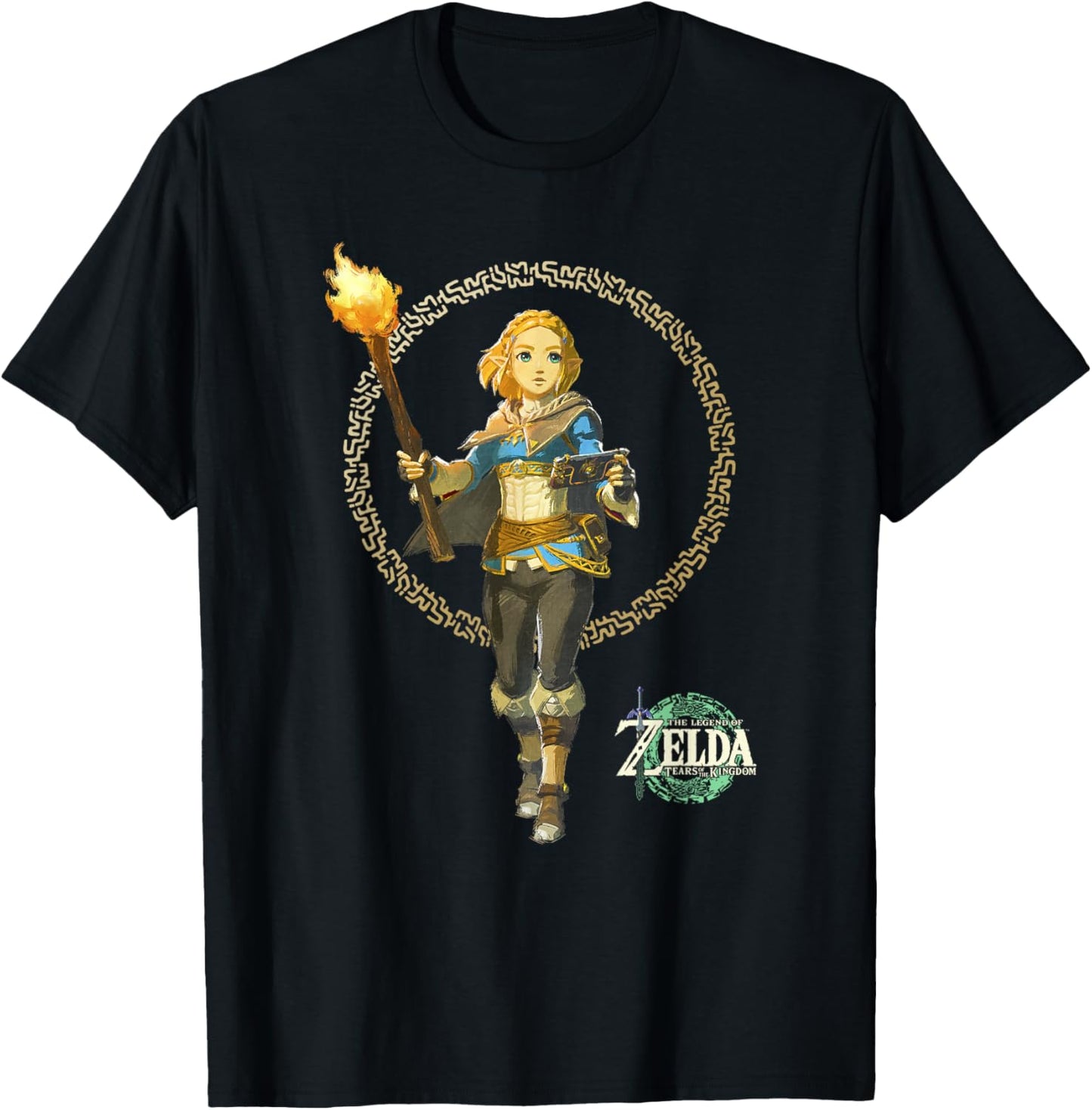 The Legend of Zelda Tears Of The Kingdom Zelda Runes Circle T-Shirt - T-Shirt | Black
