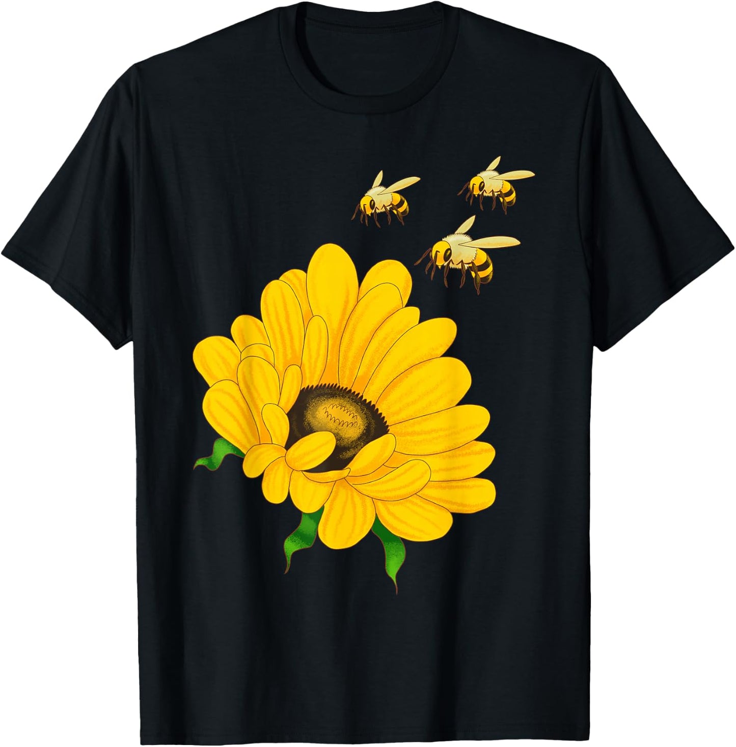 Sunflower Bees Retro Nature Summer Flower Beekeepers Gift T-Shirt - T-Shirt | Black