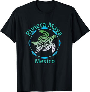 Riviera Maya Mexico Vintage Tribal Turtle T-Shirt - T-Shirt | Black