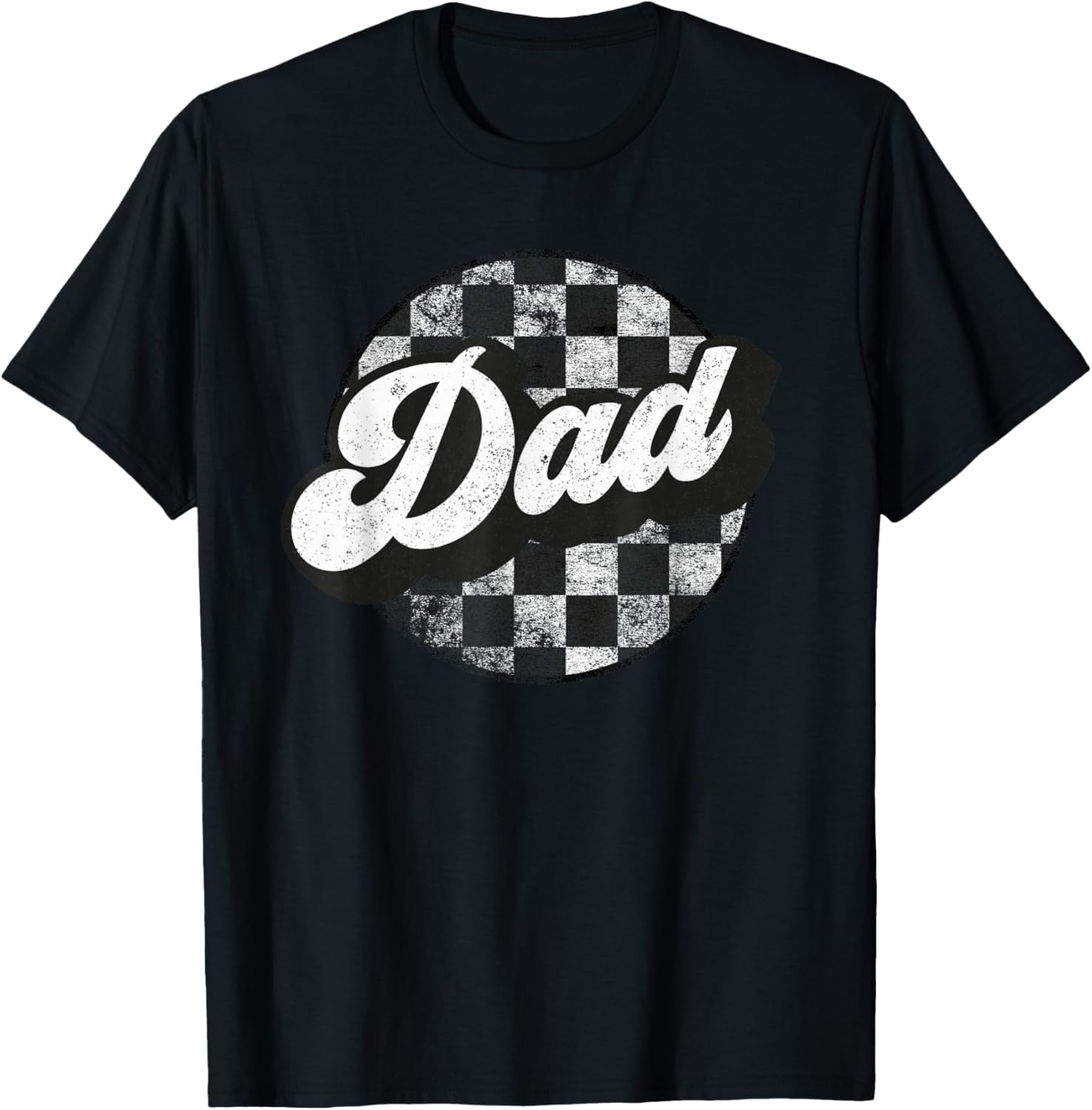 Funny Retro Checkered Dad Race Vintage Matching Family T-Shirt - T-Shirt | Black