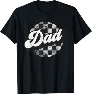 Funny Retro Checkered Dad Race Vintage Matching Family T-Shirt - T-Shirt | Black