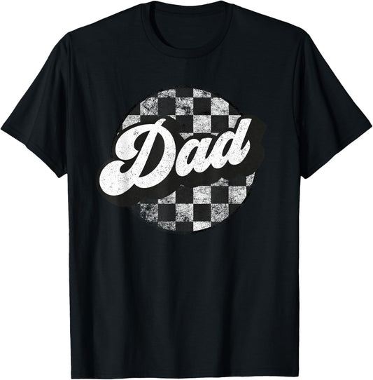 Funny Retro Checkered Dad Race Vintage Matching Family T-Shirt - T-Shirt | Black