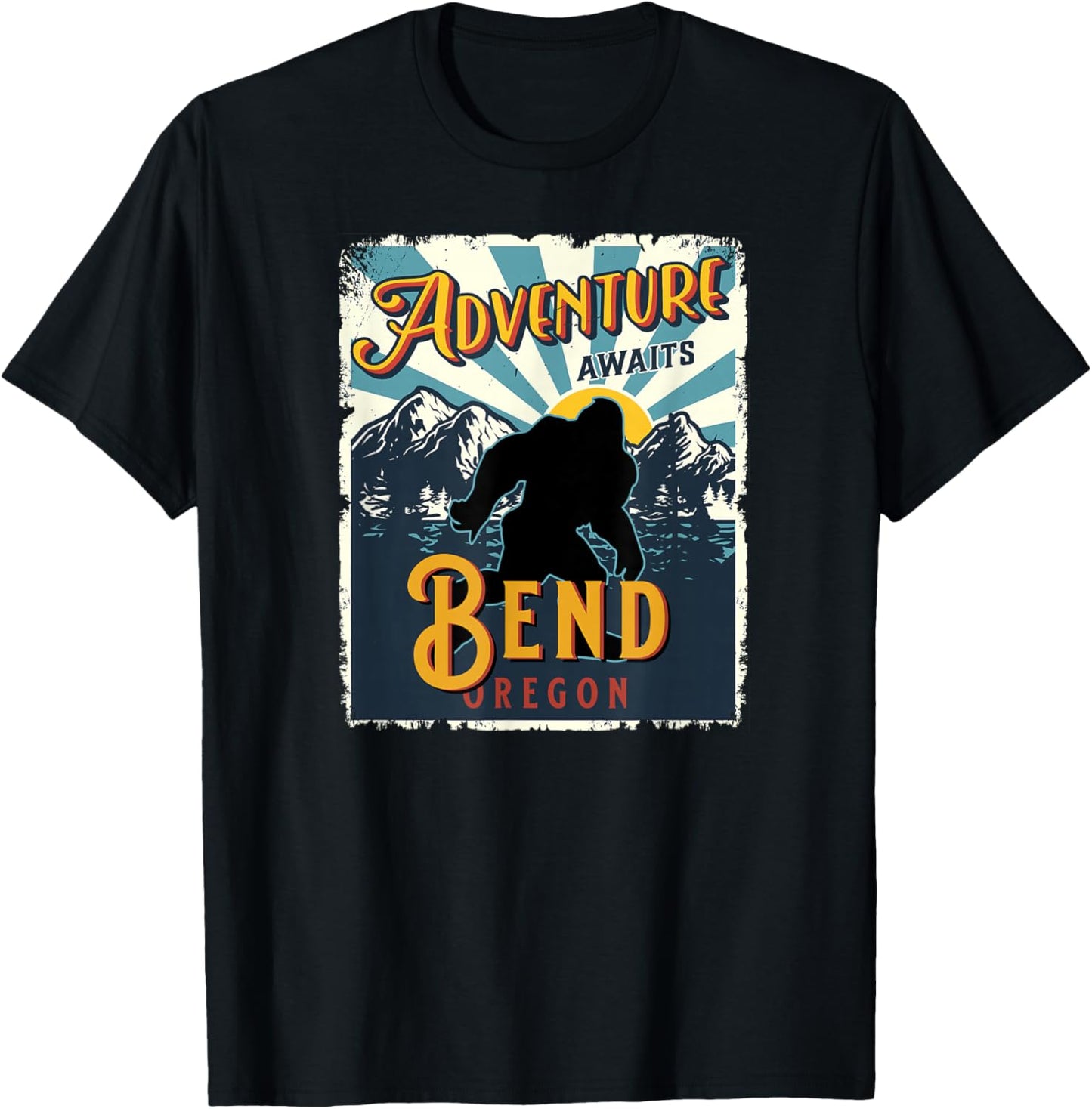 Bend Oregon USA Sasquatch Big Foot Bigfoot Souvenir T-Shirt - T-Shirt | Black