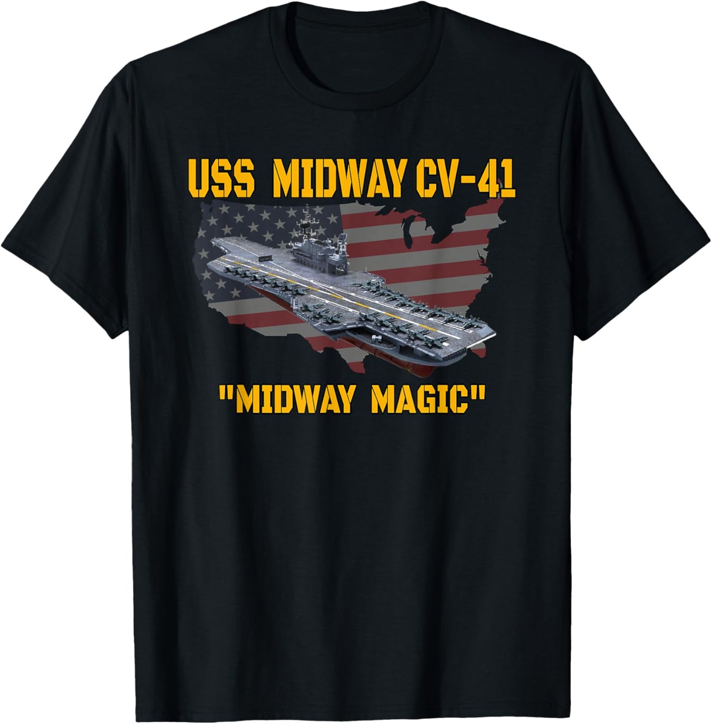 Aircraft Carrier USS Midway Veterans Day Fathers Day Grandpa T-Shirt - T-Shirt | Black