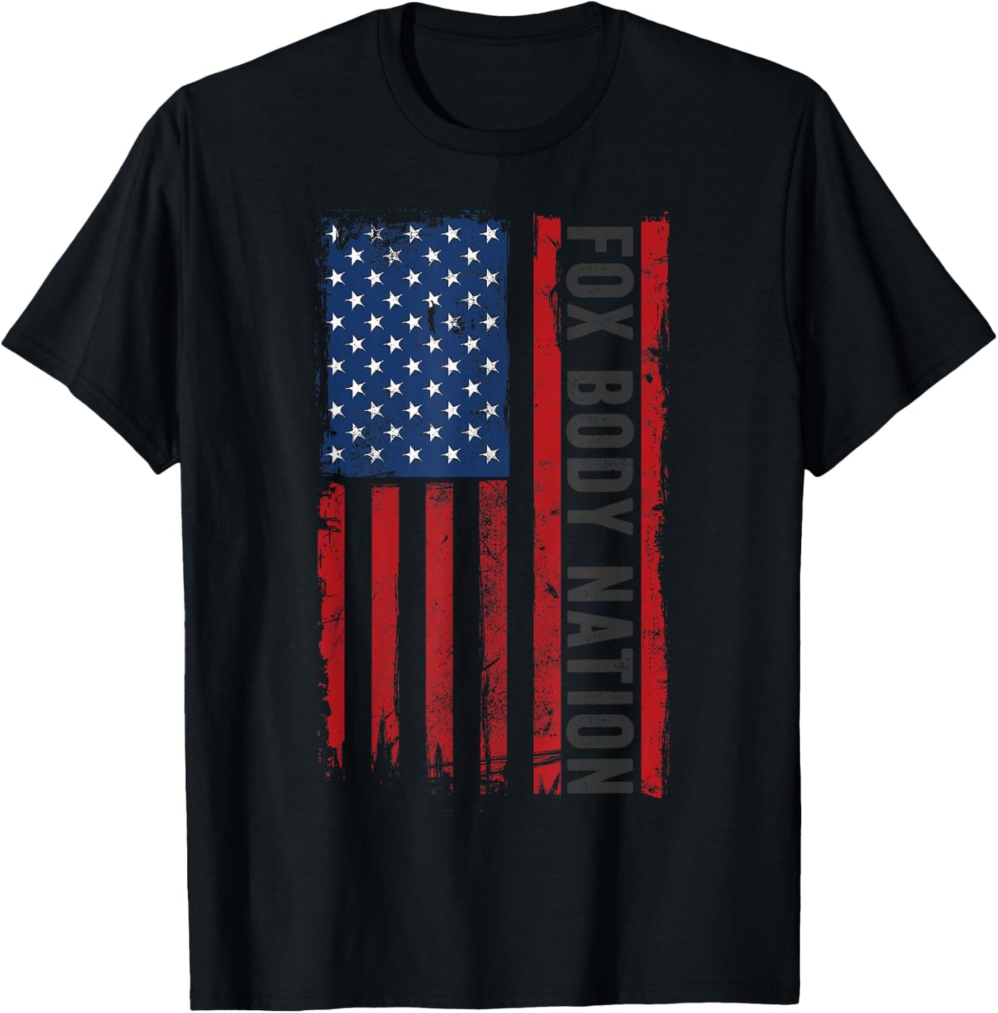 Vintage Foxbody American Flag Stang Muscle Car Gift T-Shirt - T-Shirt | Black