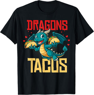 Dragons Love Tacos Shirt for Kids Girls Boys T-Shirt - T-Shirt | Black