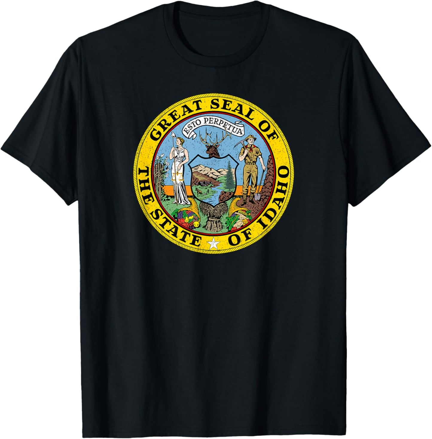 Idaho State Seal Flag T-Shirt - T-Shirt | Black