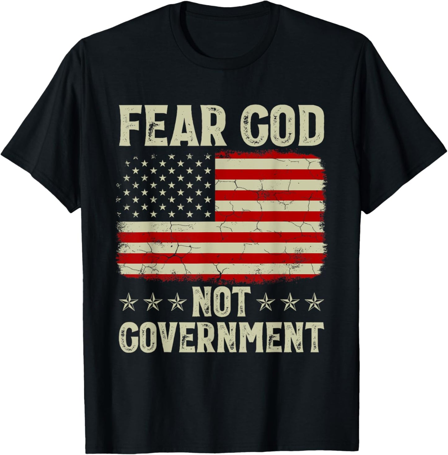 Fear God Not Government Vintage Old American Flag T-Shirt - T-Shirt | Black