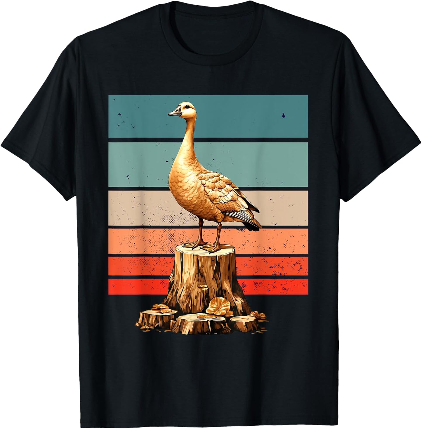 Goose golden majestic realistic tree stump nature Bird T-Shirt - T-Shirt | Black