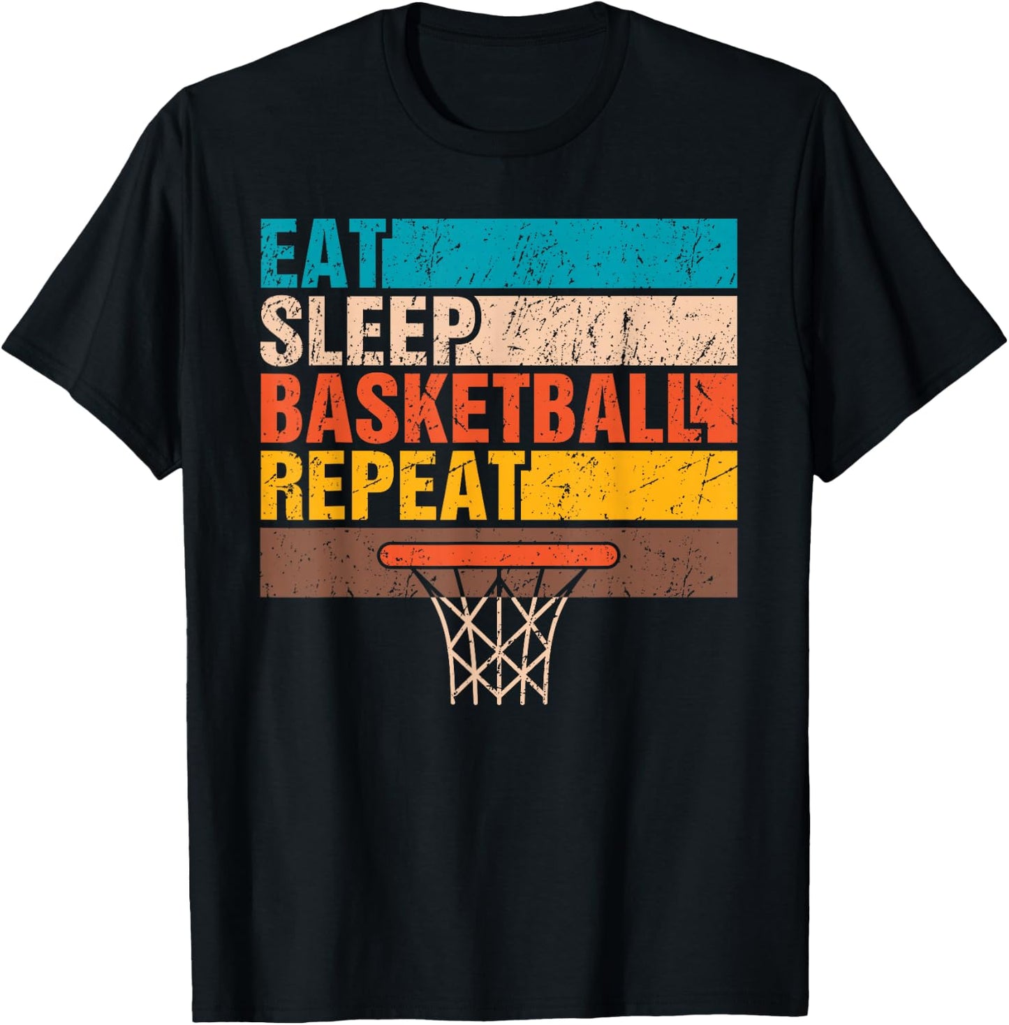 Eat. Sleep. Basketball. Repeat. Basketball Youths Teen Bball T-Shirt - T-Shirt | Black