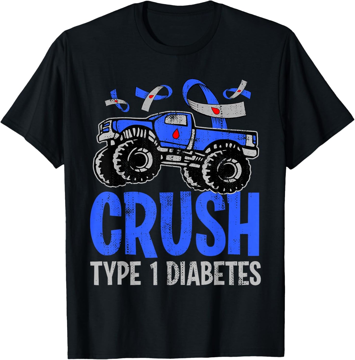 Kids Type 1 Diabetes Awareness Month Monster Truck T-Shirt - T-Shirt | Black
