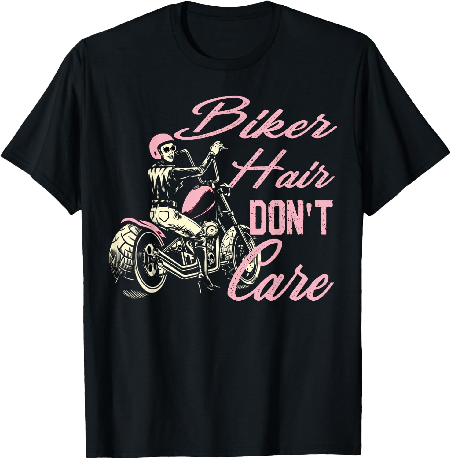 Biker Hair Don't Care Bike Lovers Women Motorcycle T-Shirt - T-Shirt | Black
