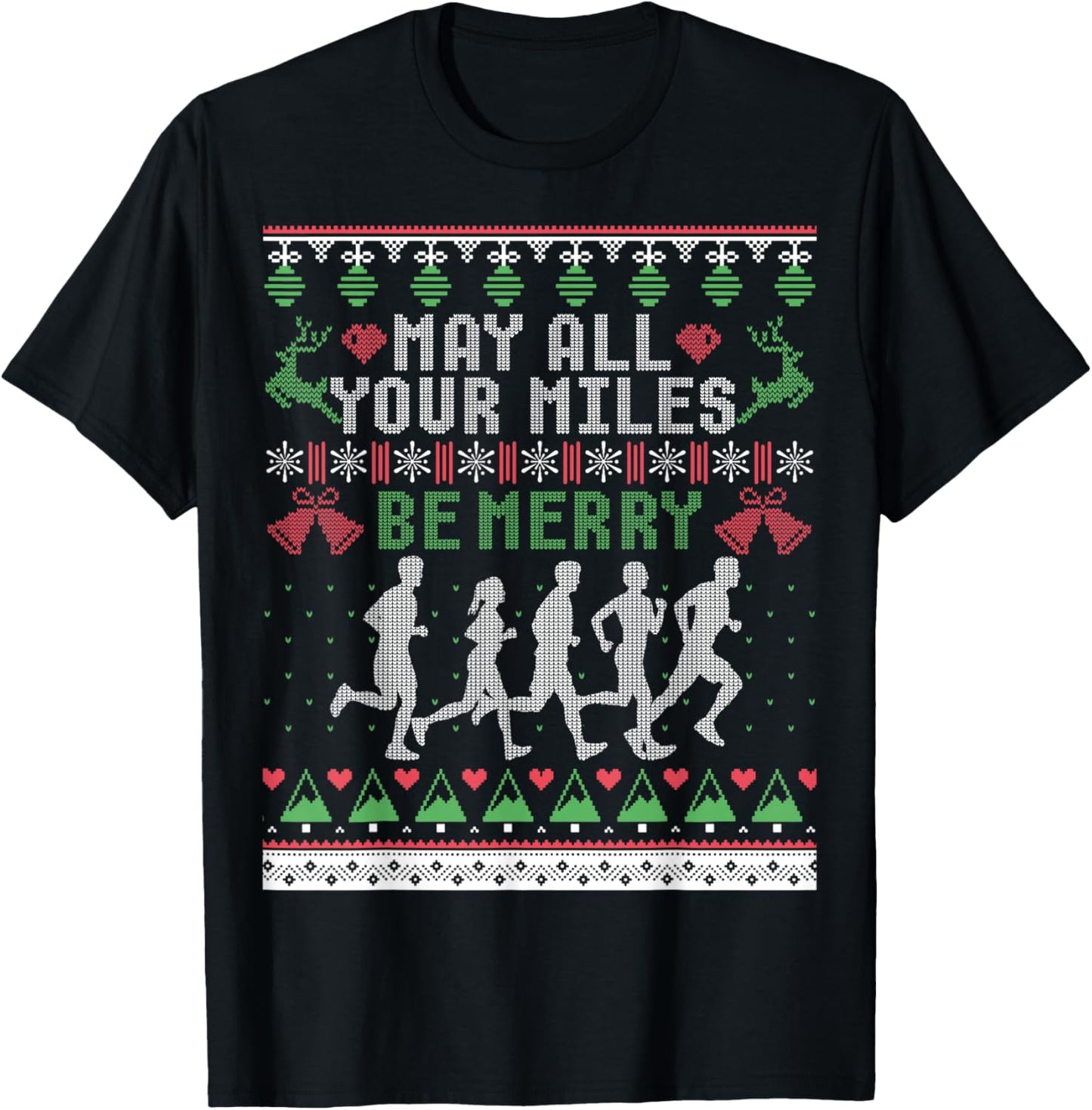Funny Running Ugly Christmas Sweaters Shirt Runner T-Shirt - T-Shirt | Black
