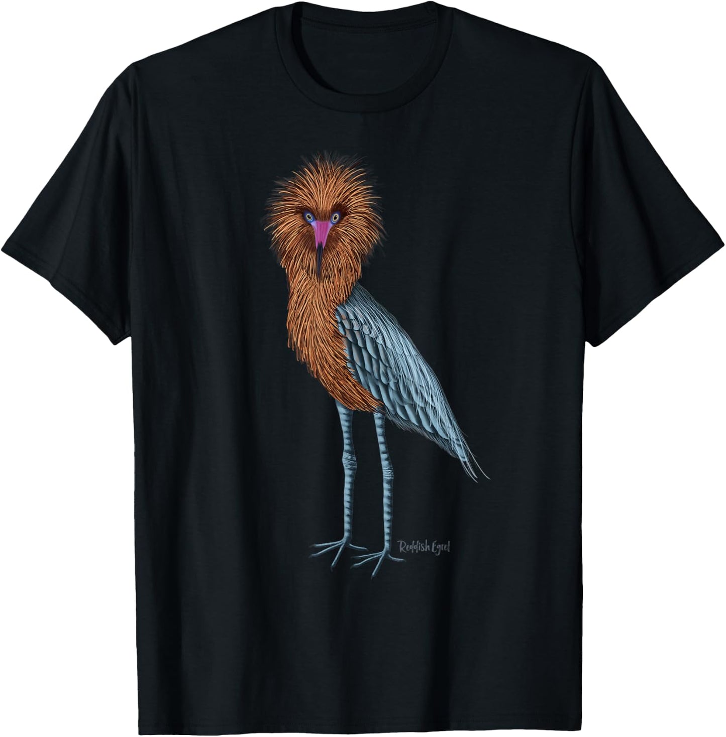 Reddish Egret Heron Art Birder Shirt Wildlife Bird Watching T-Shirt - T-Shirt | Black