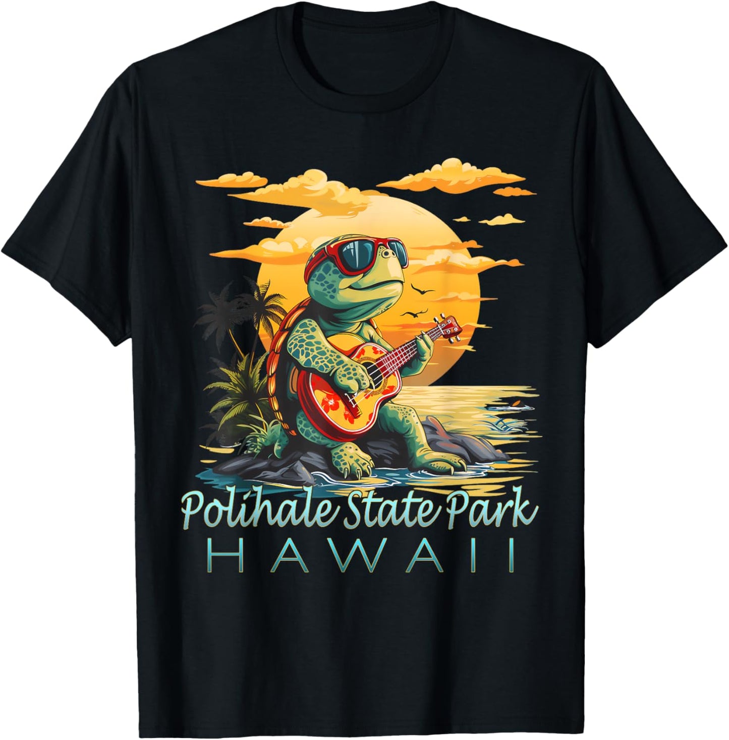 Cute Tropical Polihale State Park Hawaii Sea Turtle Souvenir T-Shirt - T-Shirt | Black