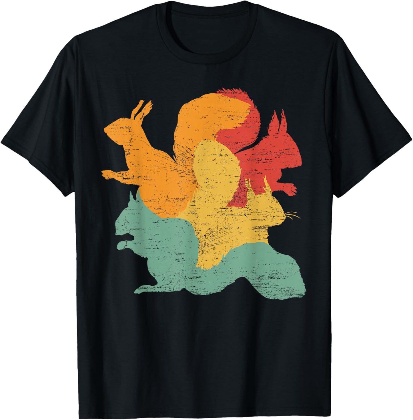 Vintage Squirrels Funny Forest Animal Rodent Lovers Outfit T-Shirt - T-Shirt | Black