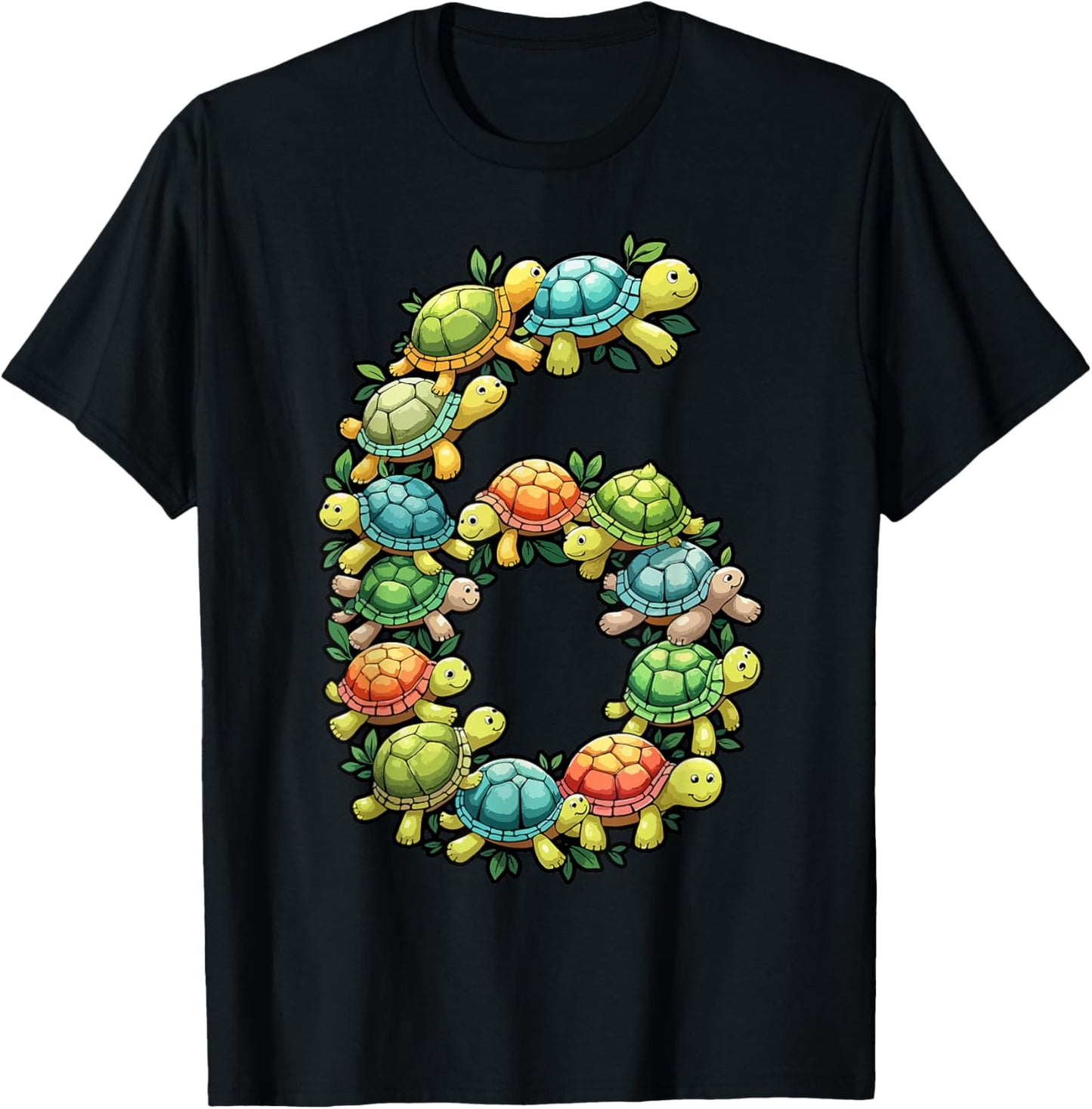 6th Birthday Sea Turtle Tortoise Theme Party 6 Year Old T-Shirt - T-Shirt | Black