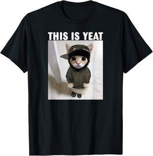 Cat This is Yeat Meme T-Shirt - T-Shirt | Black
