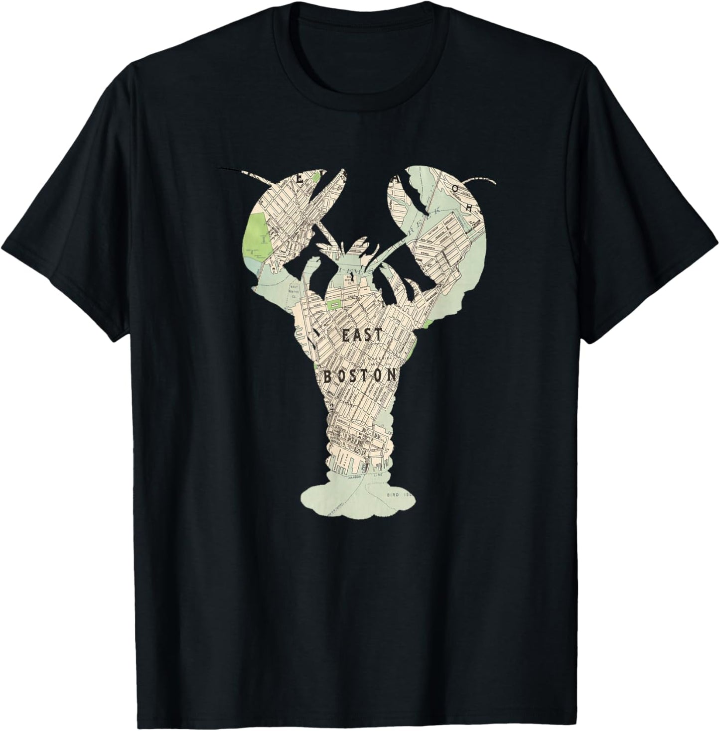 East Boston MA Lobster Map Silhouette T-Shirt - T-Shirt | Black