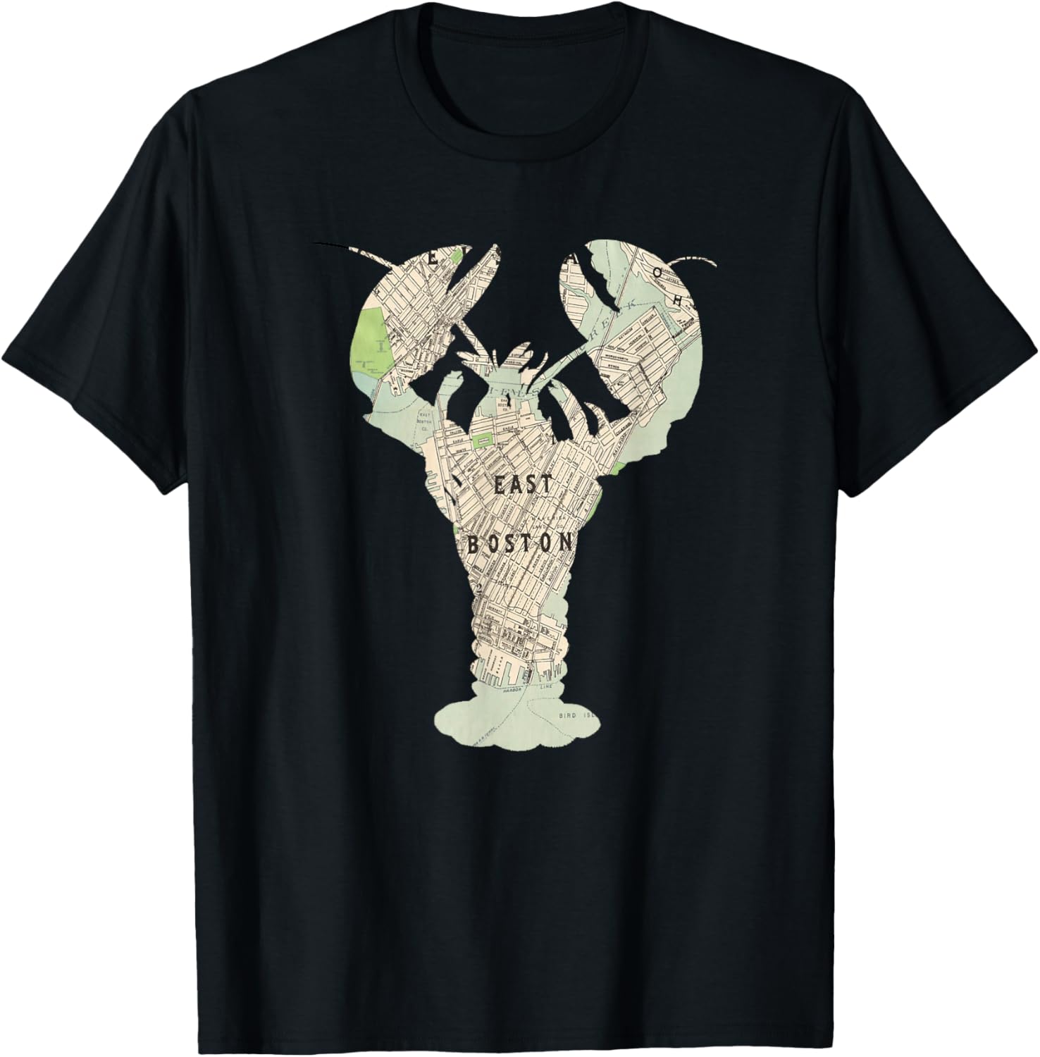 East Boston MA Lobster Map Silhouette T-Shirt - T-Shirt | Black