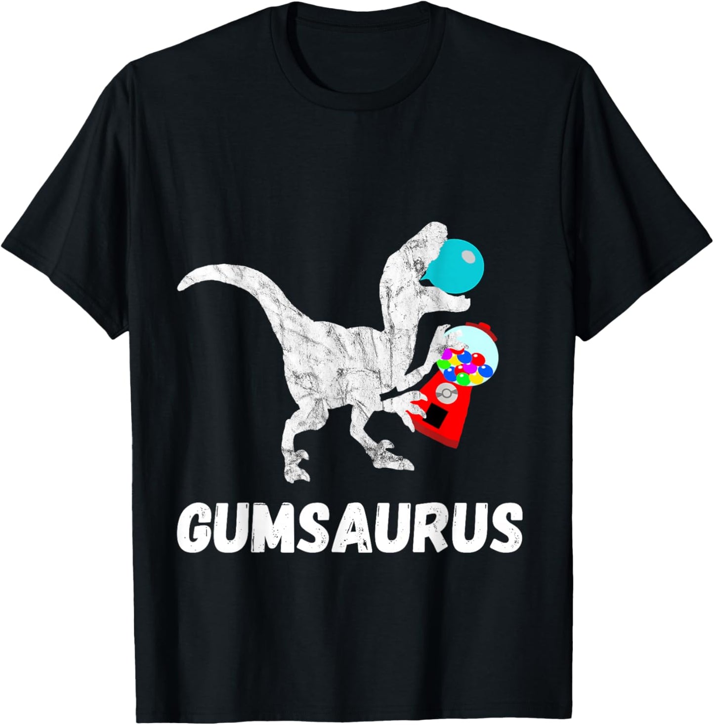 Bubble Gum Saurus Gumball Machine Chewing Dinosaurs T-Rex T-Shirt - T-Shirt | Black
