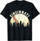 Cincinnati Vintage Baseball Distressed Gameday Retro T-Shirt - T-Shirt | Black