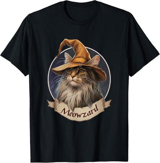Magical Meowzard: Enchanting Halloween Wizard Cat Women Kids T-Shirt - T-Shirt | Black