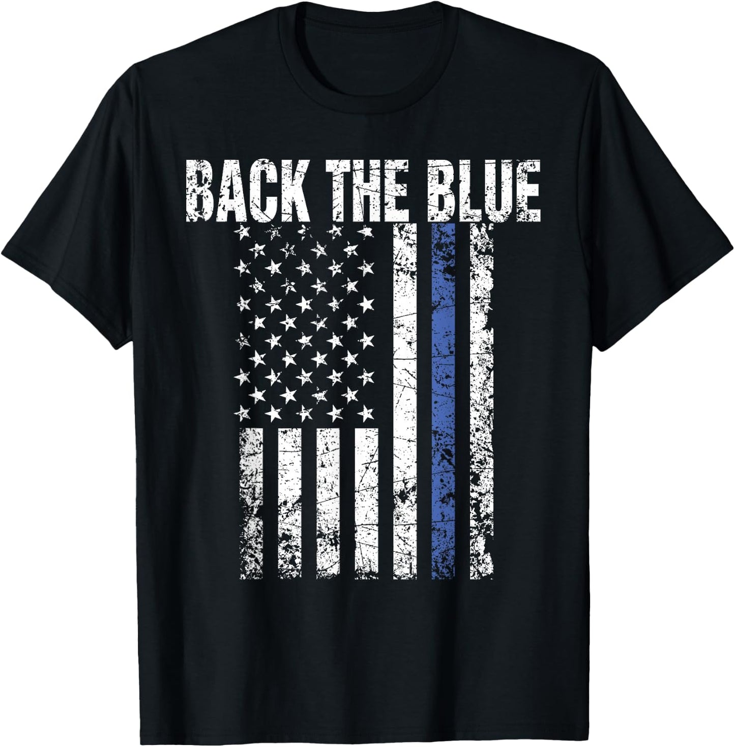 Back the Blue Shirt Great Police Support Law Enforcement T-Shirt - T-Shirt | Black