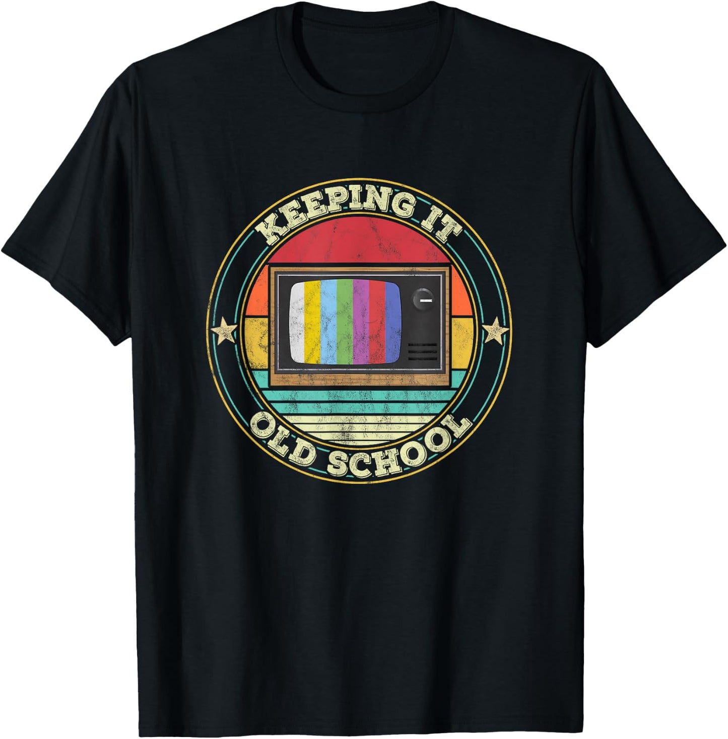 80s Retro Television Keeping it old School 90s Vintage T-Shirt - T-Shirt | Black