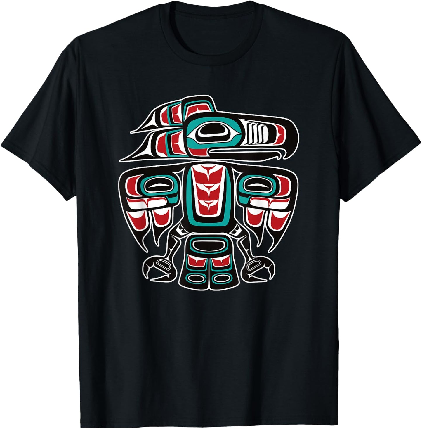 Northwest Pacific Haida Tlingit Native Raven Totem T-Shirt - T-Shirt | Black