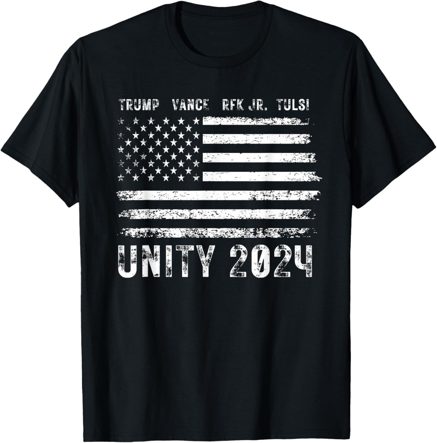 Vintage Grunge Unity 2024 Flag Trump Vance RFK Tulsi Patriot T-Shirt - T-Shirt | Black