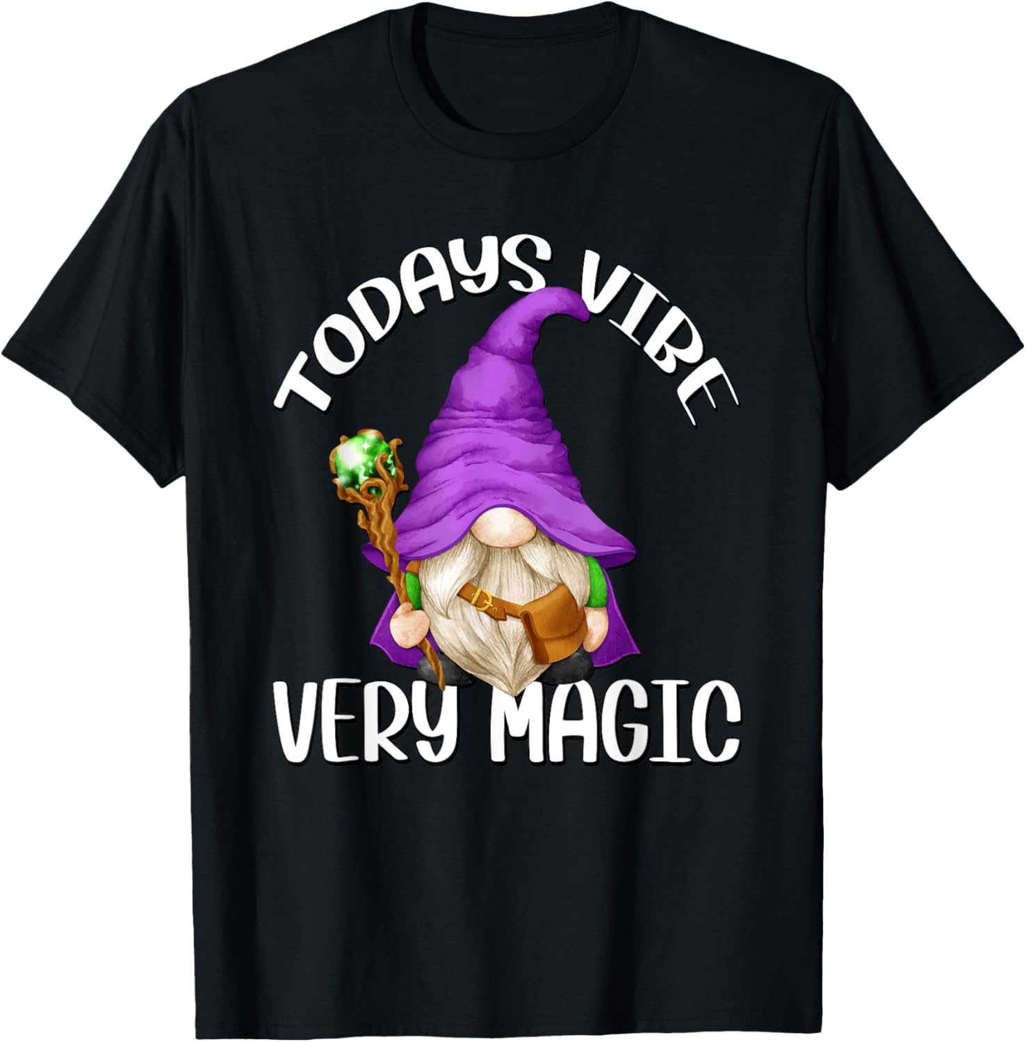 Magician Gnome And Kids Purple Wizard Gnome Grandpa T-Shirt - T-Shirt | Black