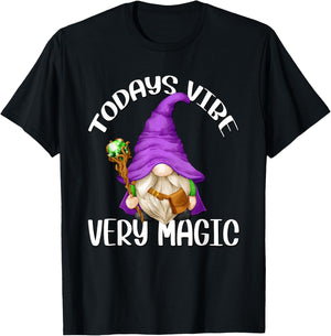 Magician Gnome And Kids Purple Wizard Gnome Grandpa T-Shirt - T-Shirt | Black