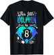 Dolphin 8th Birthday This Little Dolphin Is 8 T-Shirt - T-Shirt | Black