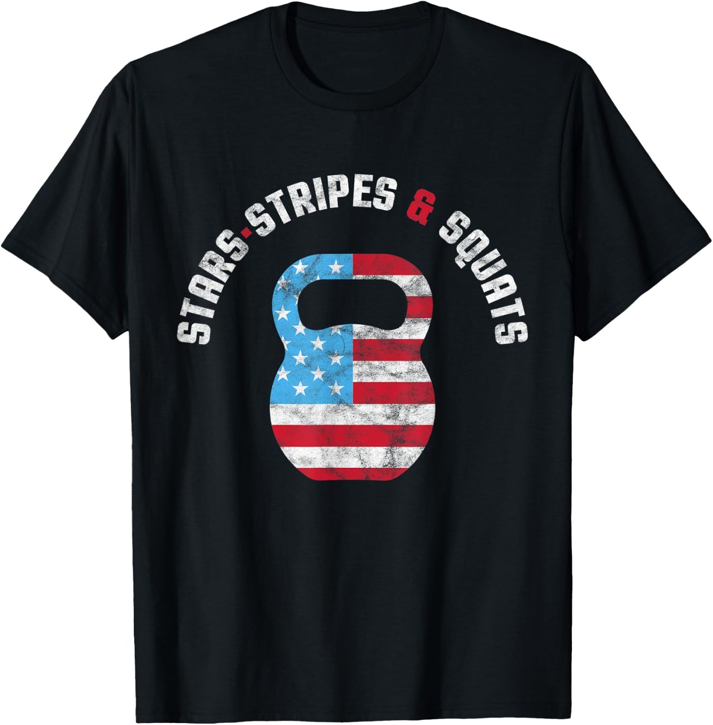 stars stripes and squad Workout Gym USA Flag 4th July T-Shirt - T-Shirt | Black