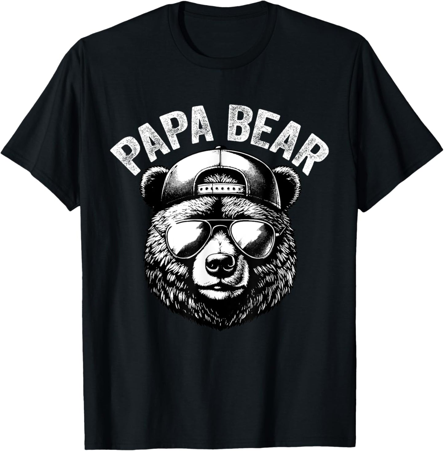 Papa Bear Face Grizzly Fathers Day Bear Lover T-Shirt - T-Shirt | Black