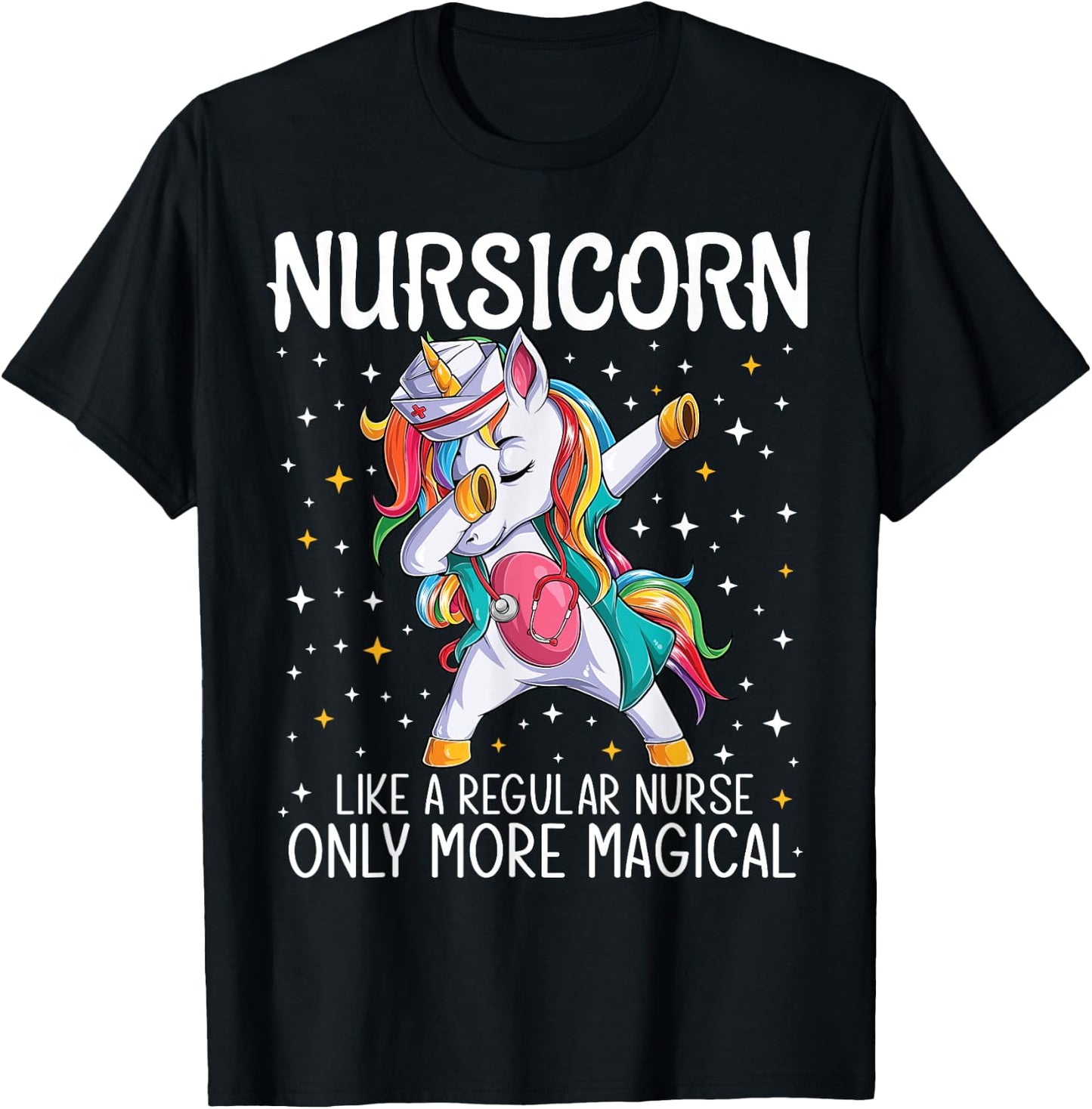 Dabbing Unicorn Nursicorn Funny Nurse Gift women men CNA RN T-Shirt - T-Shirt | Black