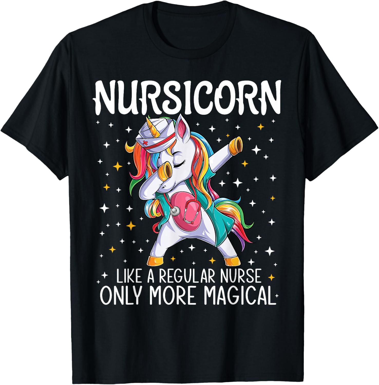Dabbing Unicorn Nursicorn Funny Nurse Gift women men CNA RN T-Shirt - T-Shirt | Black