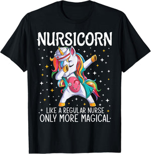Dabbing Unicorn Nursicorn Funny Nurse Gift women men CNA RN T-Shirt - T-Shirt | Black