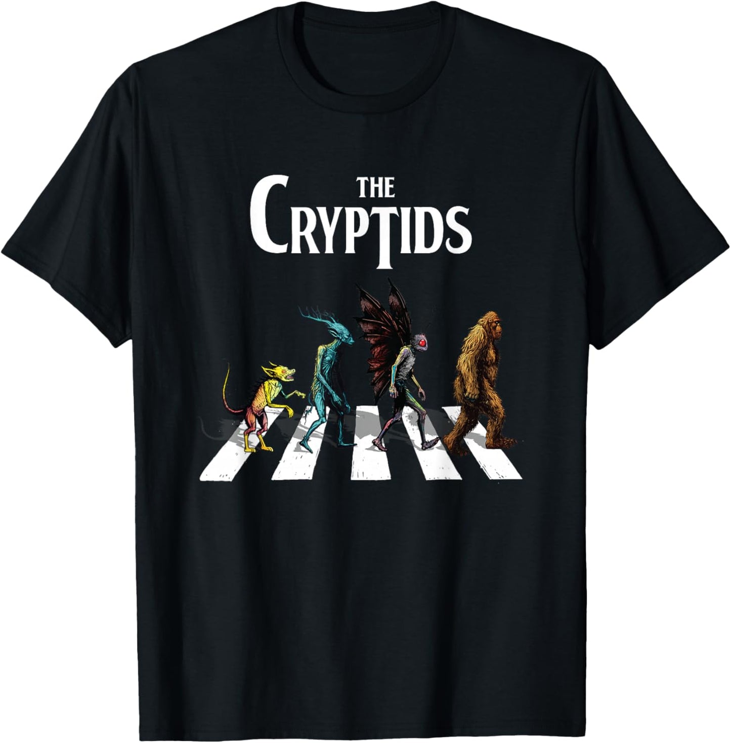 The Cryptids Bigfoot Mothman Wendigo Chupacabra Creatures T-Shirt - T-Shirt | Black