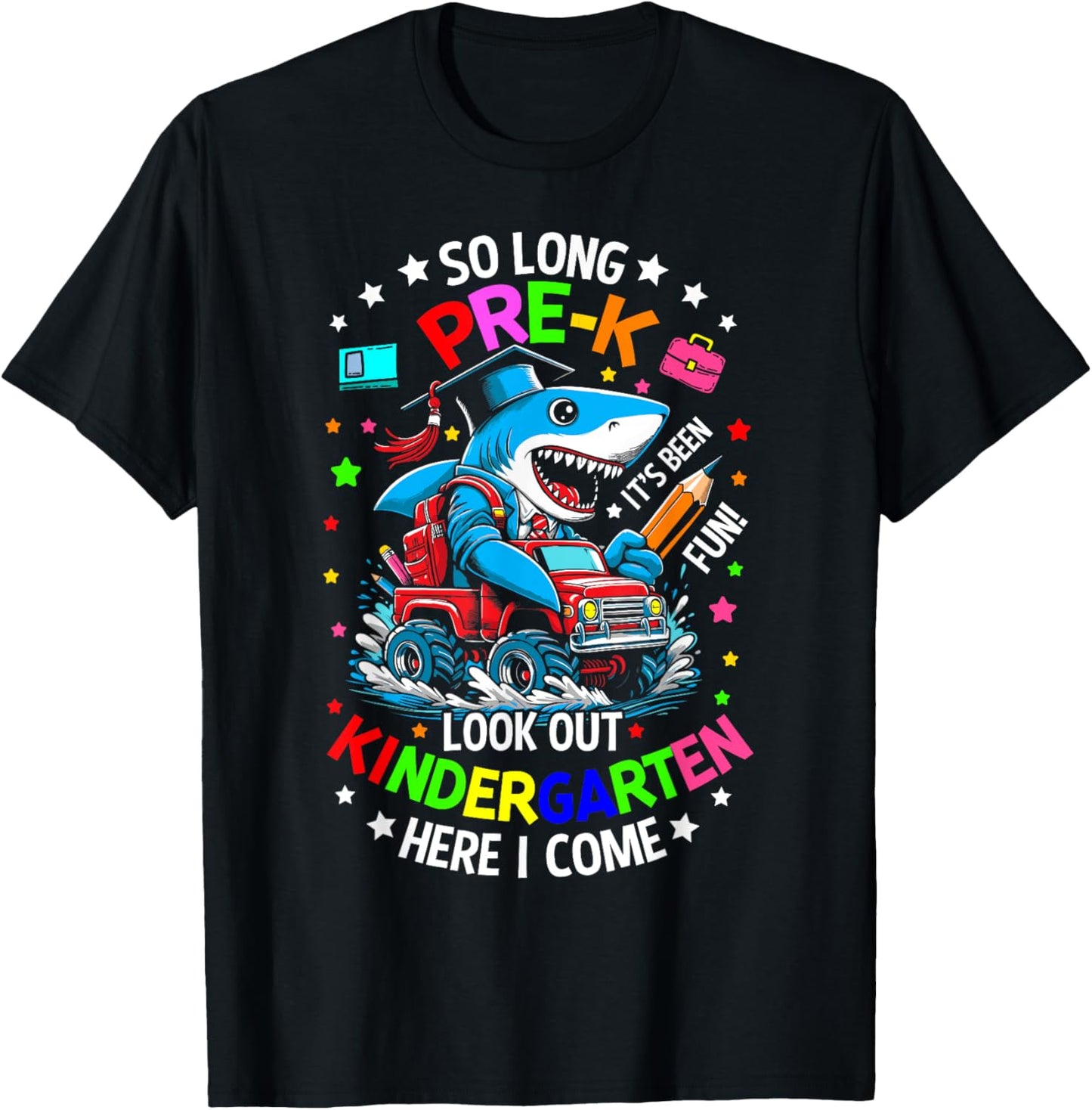 So long pre k its been fun shark shirt last day of prek 2024 T-Shirt - T-Shirt | Black