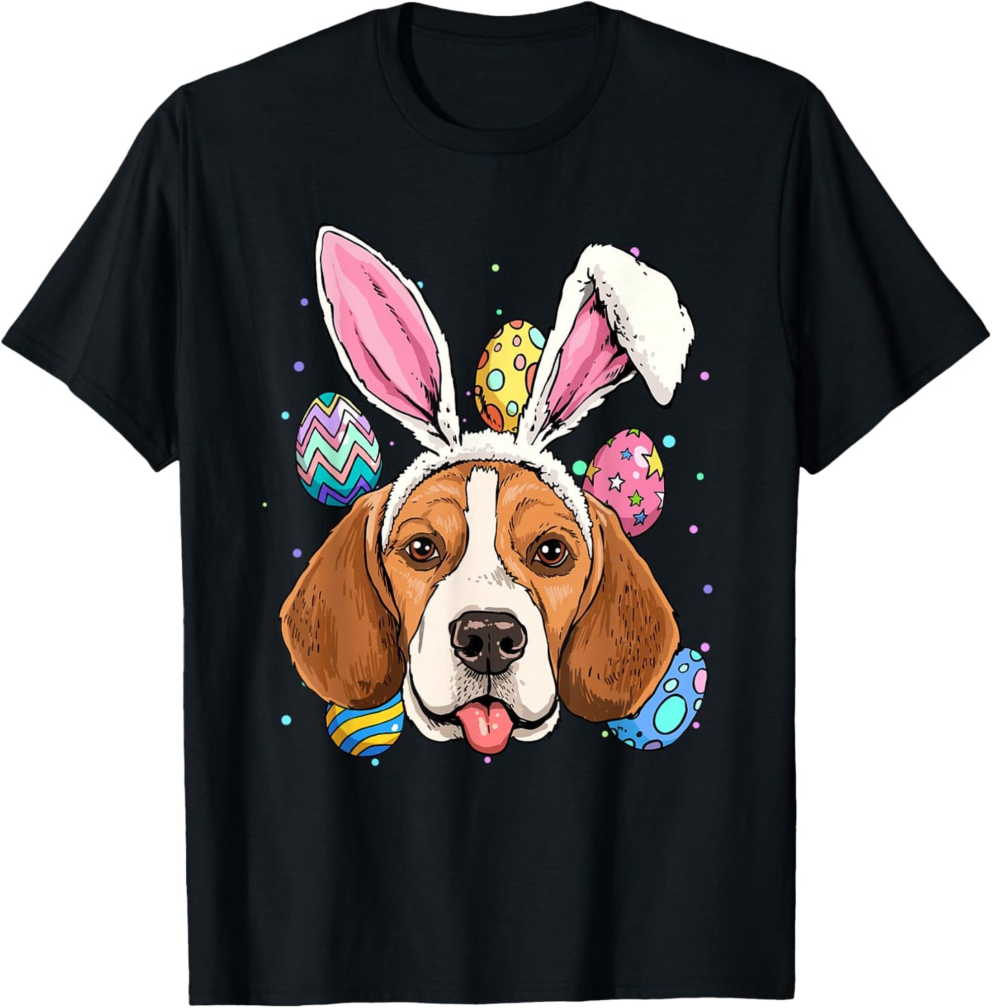 Easter Bunny Beagle Dog Kids Men Women T-Shirt - T-Shirt | Black