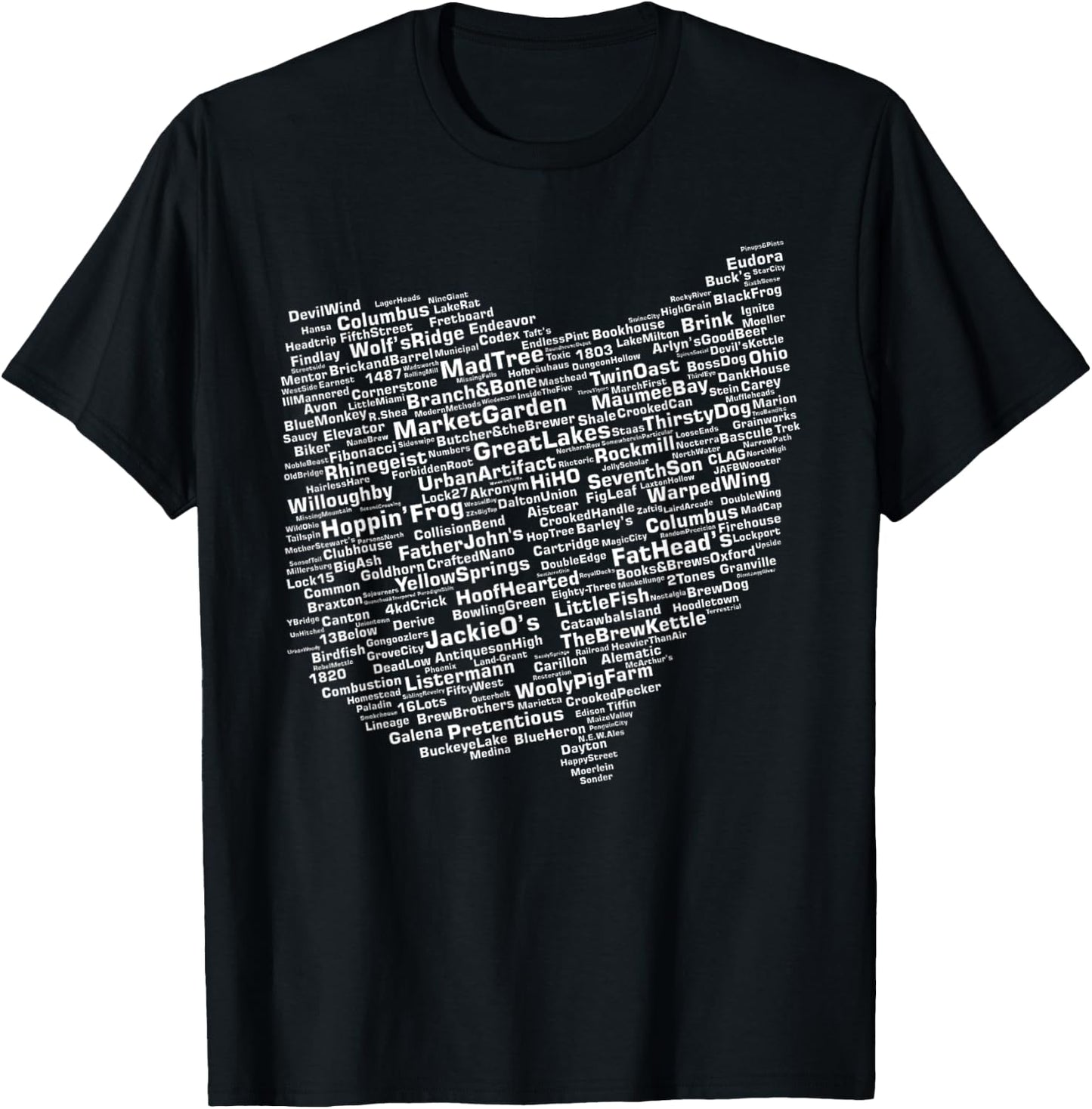 Cracked Toad Design Co. Ohio Breweries - Men's Black Classic Fit Short Sleeve - Small T-Shirt - T-Shirt | Black