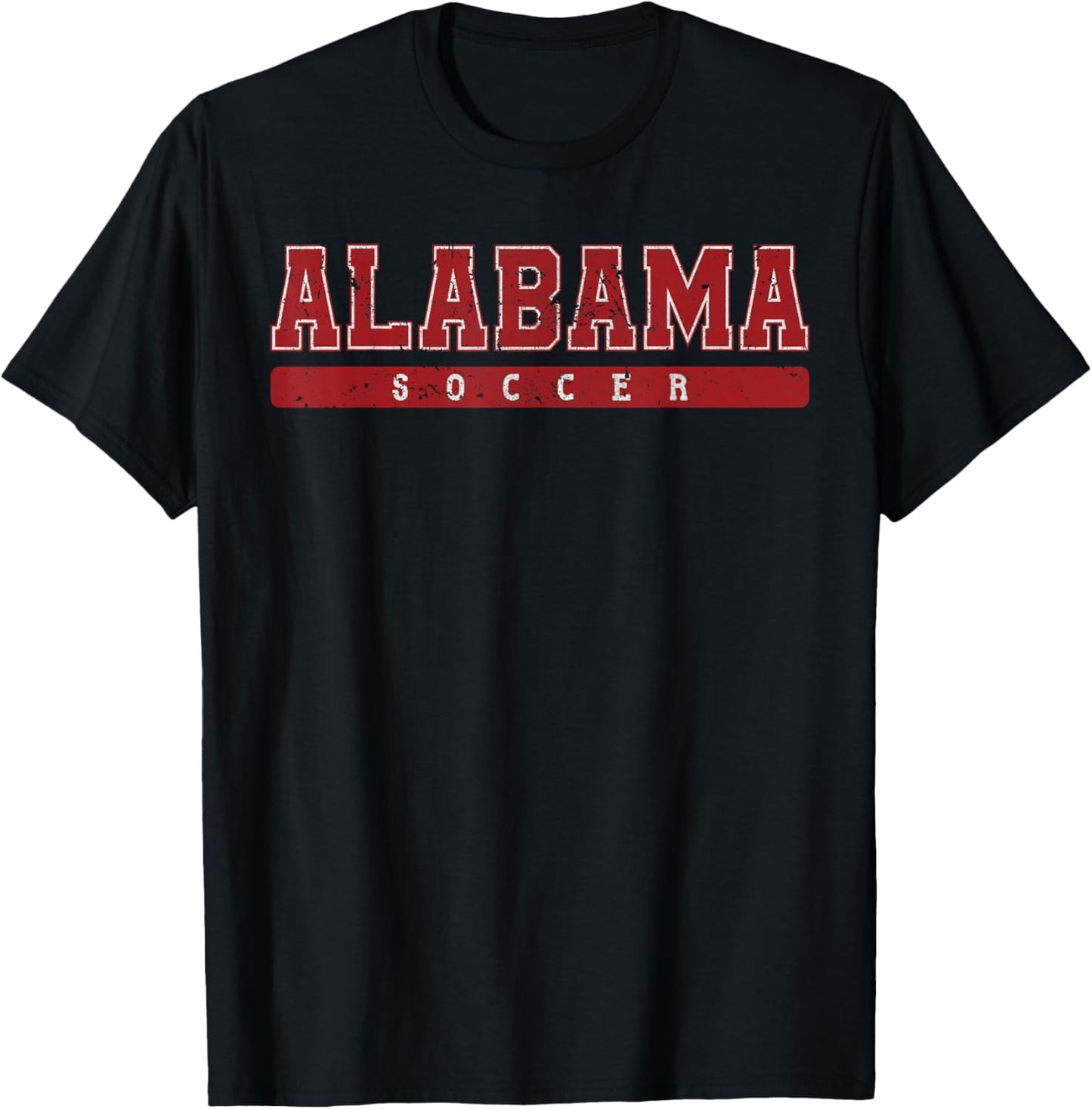 Alabama Soccer Red Vintage Text T-Shirt - T-Shirt | Black
