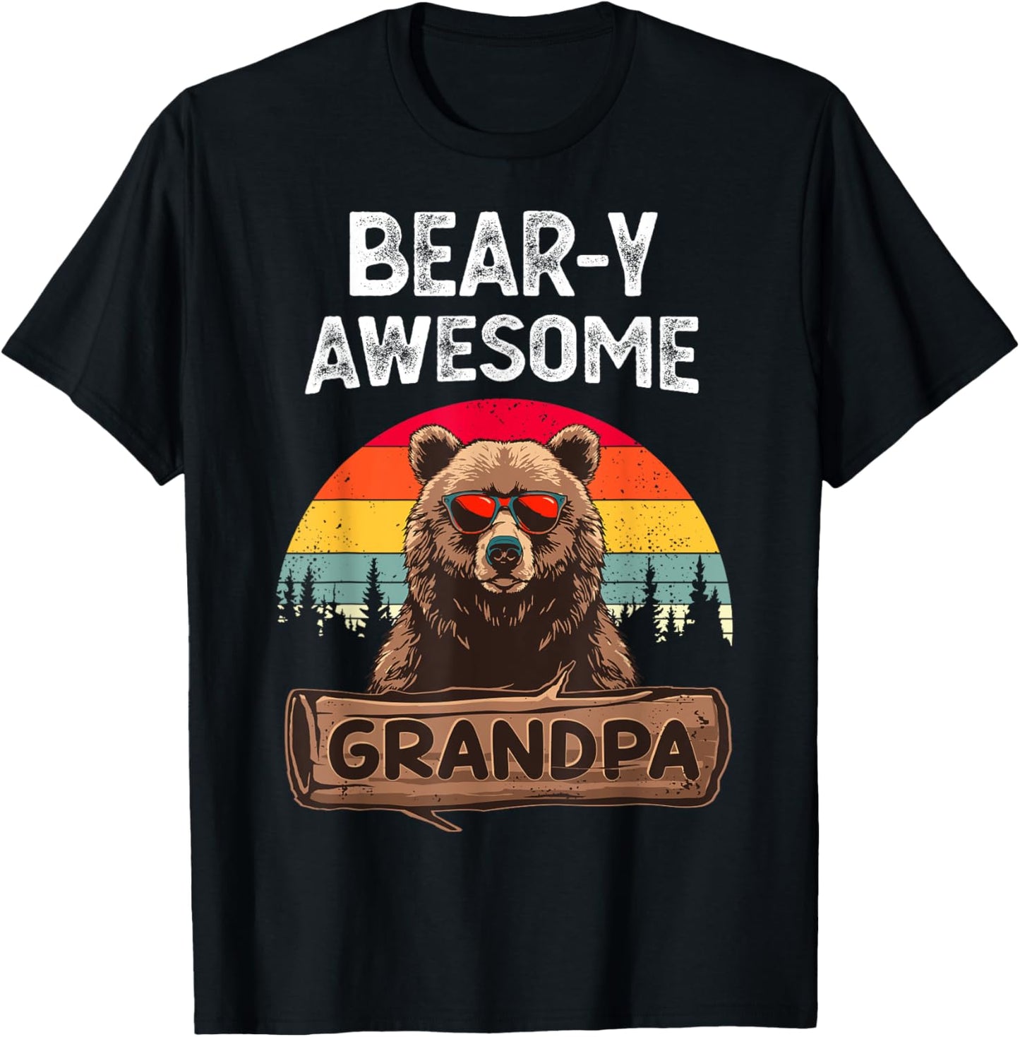 Bear-y Awesome Grandpa Funny Saying Bear Vintage Grandfather T-Shirt - T-Shirt | Black